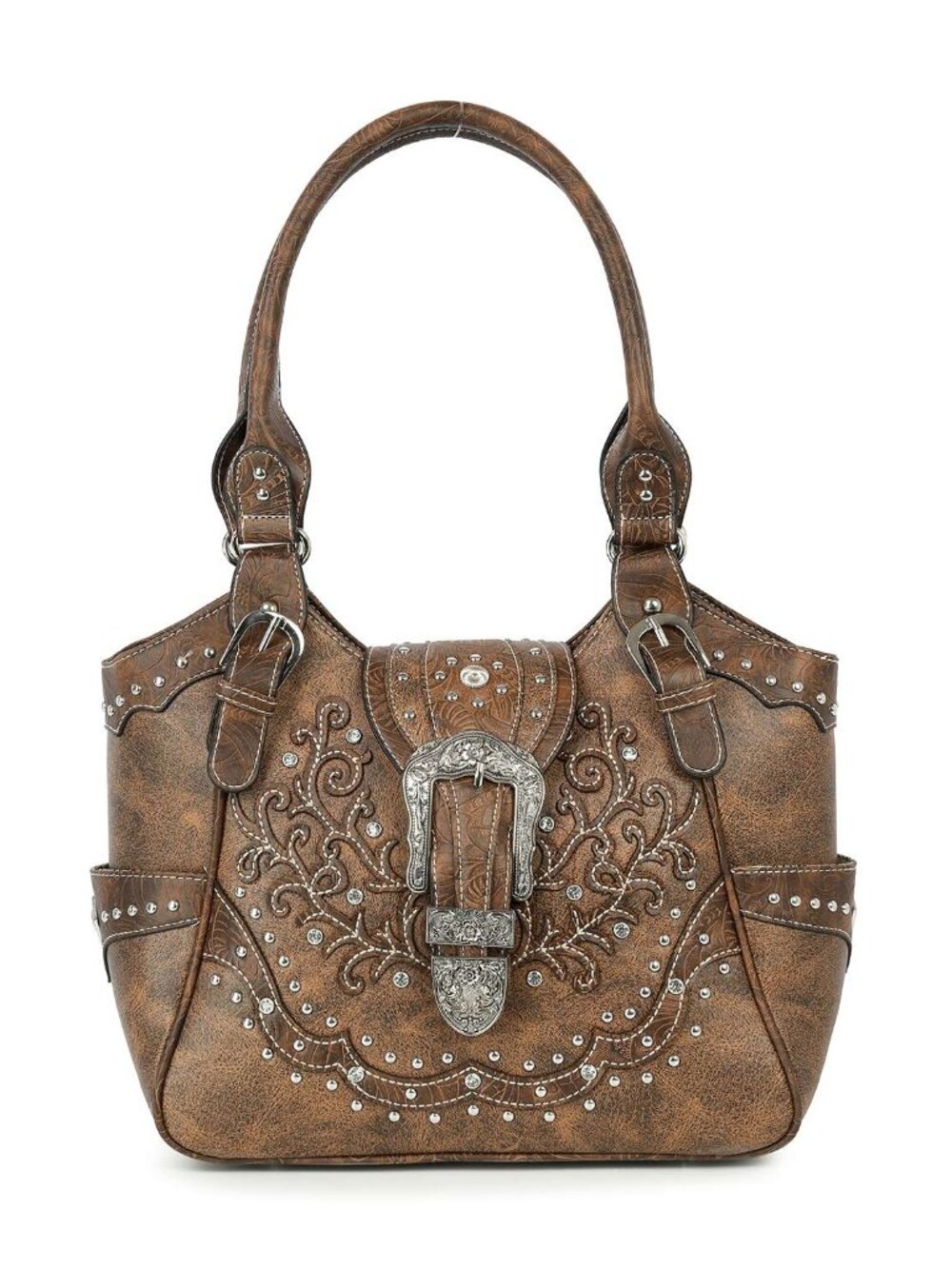 The Desert Rose Embroidered Vegan Leather Conceal-Carry Shoulder Bag - Picture 1 of 4